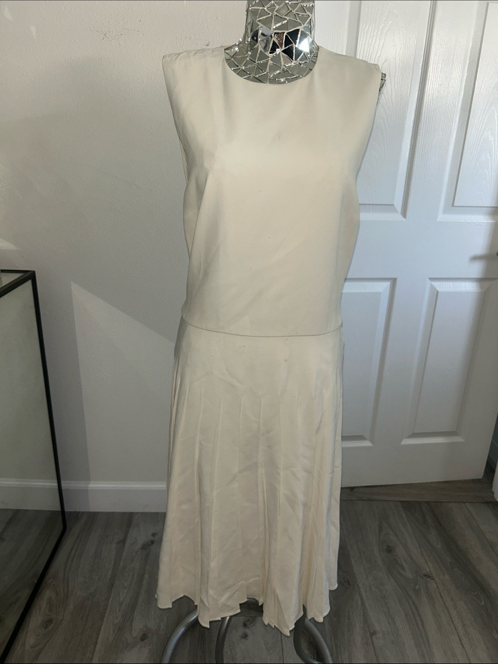Classic Cream Sleeveless A-Line Dress